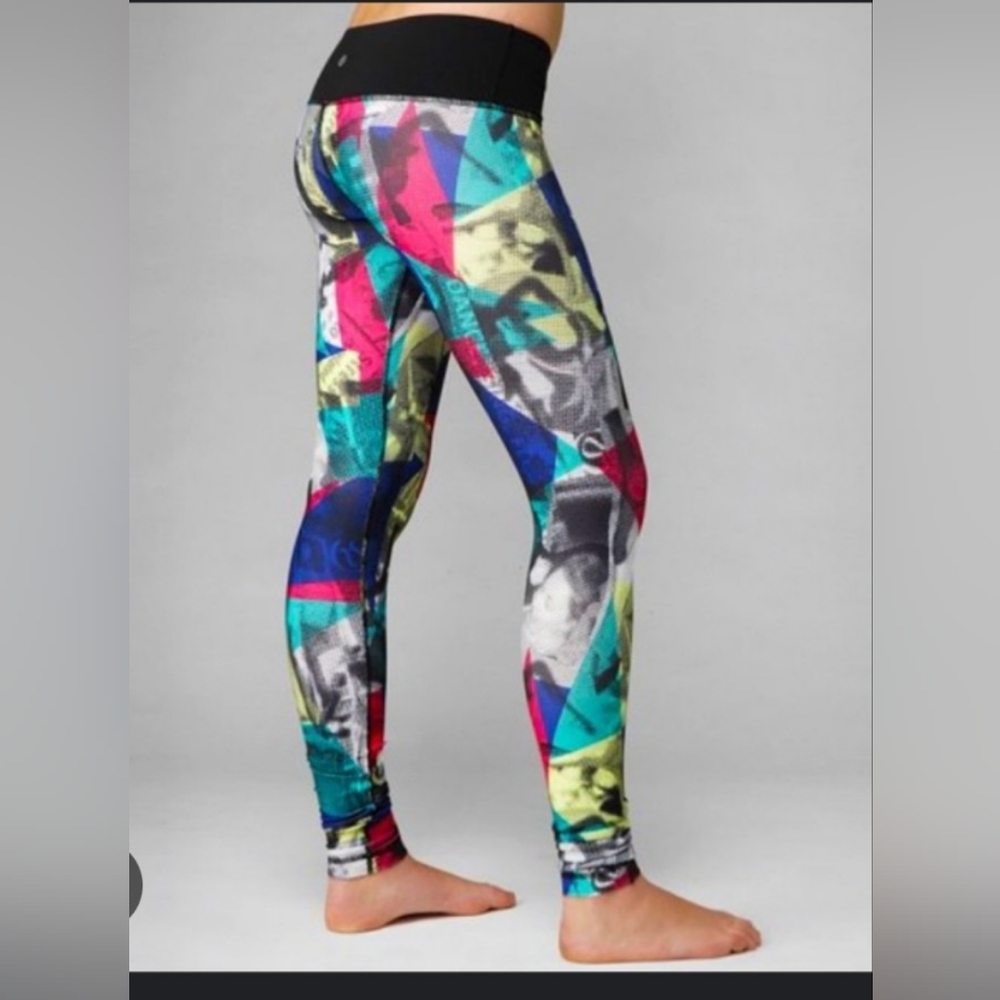 Lululemon Retro 90's Logo Print Multicolor Geometric Leggings